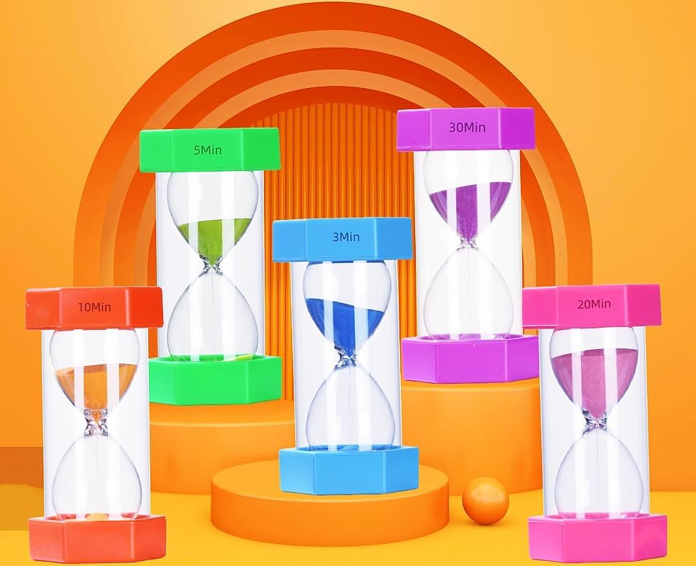 Colorful Sand Timers, Hourglass Sand Timers 5 Minutes Sandglass Timer with Protective Cover for Toothbrush Timer Games Classroom Home Office Cooking(Green+5Min)