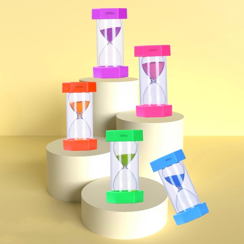 Colorful Sand Timers, Hourglass Sand Timers 5 Minutes Sandglass Timer with Protective Cover for Toothbrush Timer Games Classroom Home Office Cooking(Green+5Min)