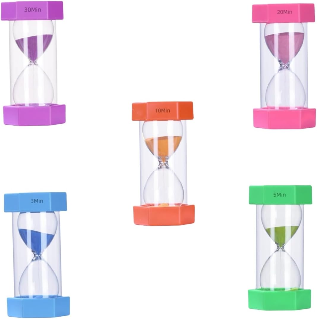 Colorful Sand Timers, Hourglass Sand Timers 5 Minutes Sandglass Timer with Protective Cover for Toothbrush Timer Games Classroom Home Office Cooking(Green+5Min)