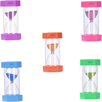 Colorful Sand Timers, Hourglass Sand Timers 5 Minutes Sandglass Timer with Protective Cover for Toothbrush Timer Games Classroom Home Office Cooking(Green+5Min)