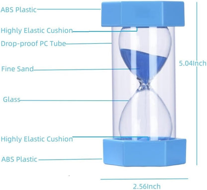 Colorful Sand Timers, Hourglass Sand Timers 5 Minutes Sandglass Timer with Protective Cover for Toothbrush Timer Games Classroom Home Office Cooking(Green+5Min)