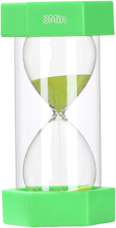 Colorful Sand Timers, Hourglass Sand Timers 5 Minutes Sandglass Timer with Protective Cover for Toothbrush Timer Games Classroom Home Office Cooking(Green+5Min)