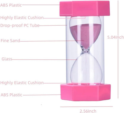 Colorful Sand Timers, Hourglass Sand Timers 5 Minutes Sandglass Timer with Protective Cover for Toothbrush Timer Games Classroom Home Office Cooking(Green+5Min)