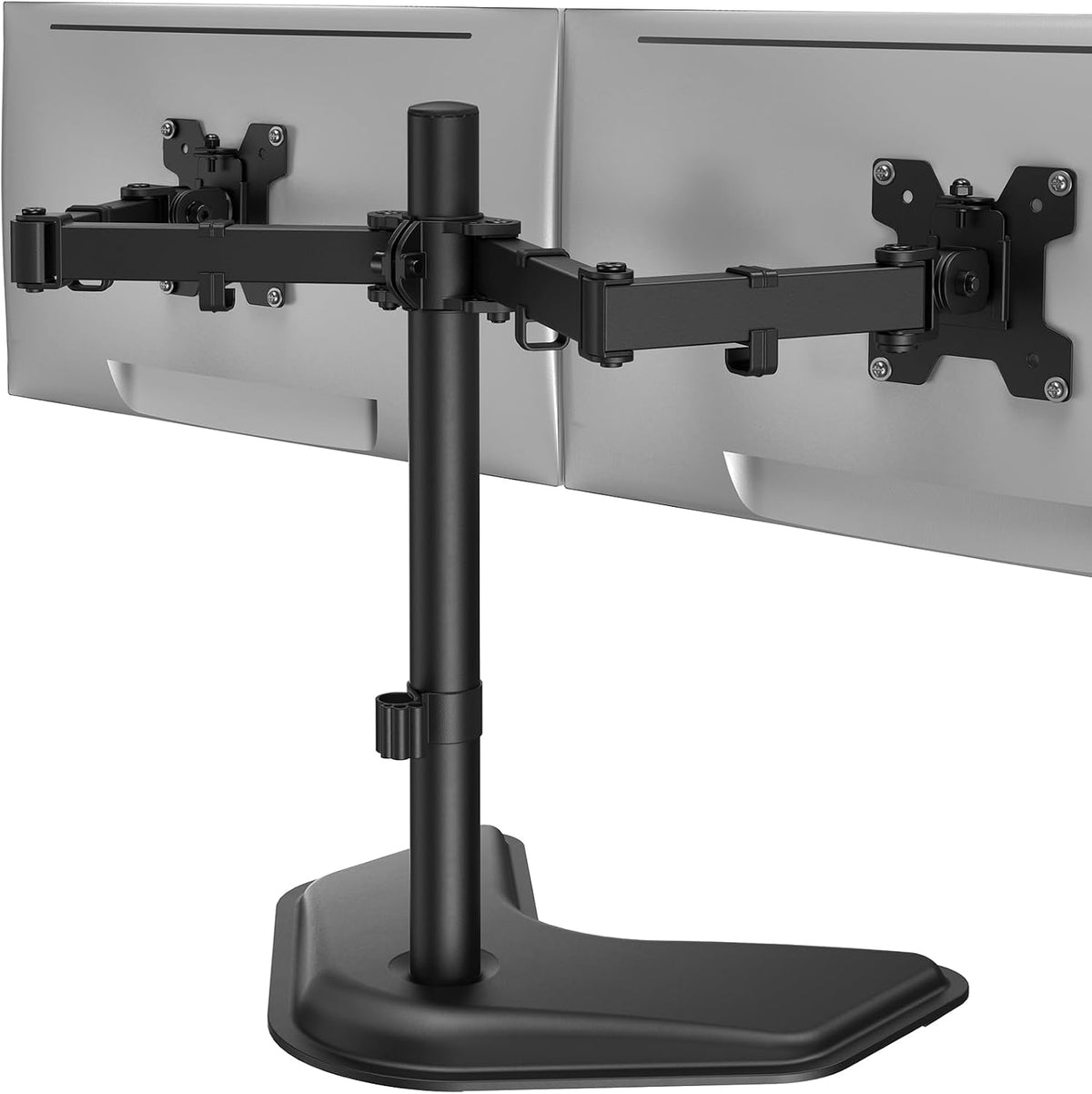 Freestanding Dual Monitor Stand for 2 Screens up to 32 inch, Heavy Duty Monitor Mount Holds Max 22 lbs per Arm, Height Adjustable Computer Monitor Stand for Desk, VESA 75x75/100x100mm, Black