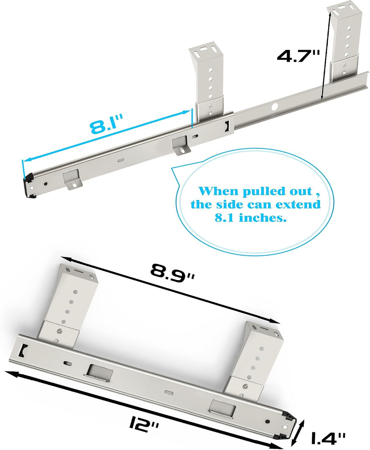 Heavy Duty Under Mount 12/14/16/18 inch Drawer Slides-12 inch Black