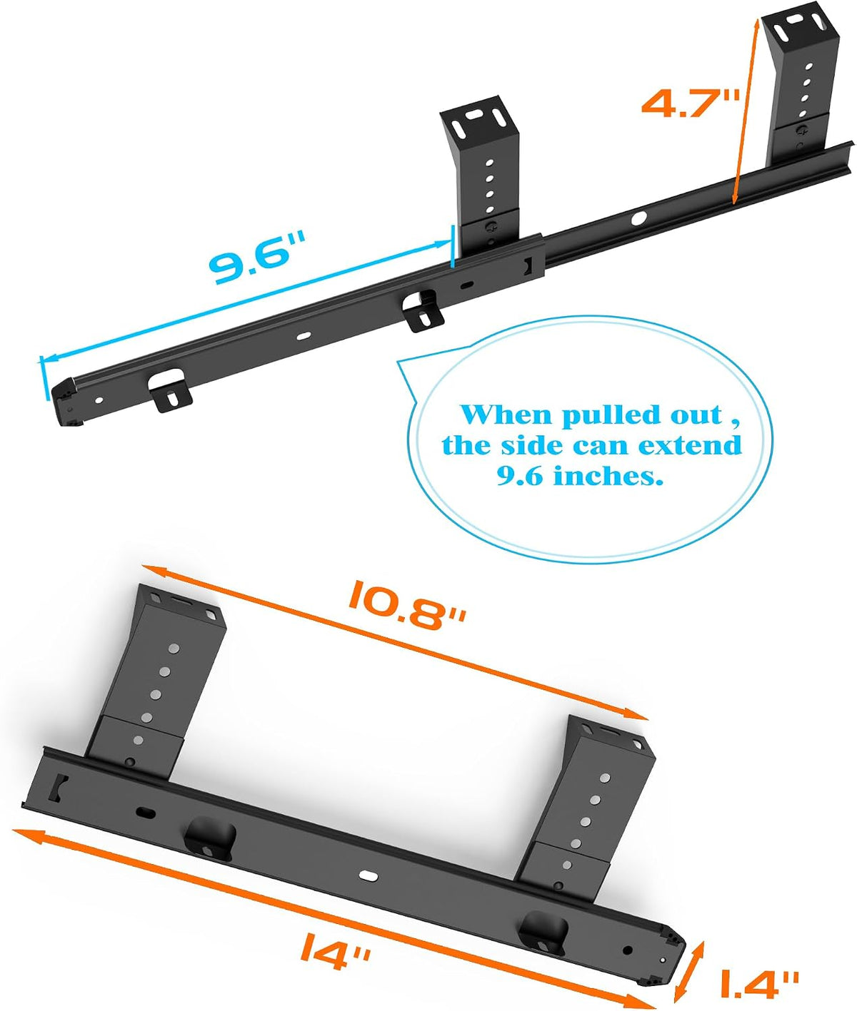 Heavy Duty Under Mount 12/14/16/18 inch Drawer Slides-12 inch Black