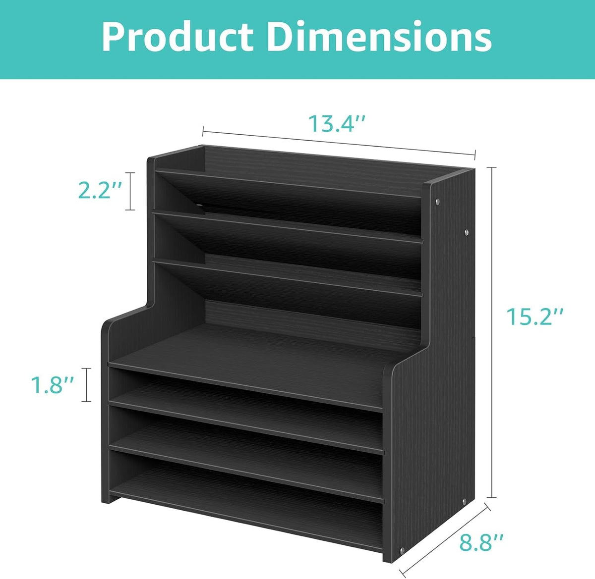 7 Tier White Desk Organizer for Office Organization, Wood Paper Organizer for Desk, Vertical Desktop File Folder Holder & Letter Tray, Aesthetic School Storage Orgnizer Shlef