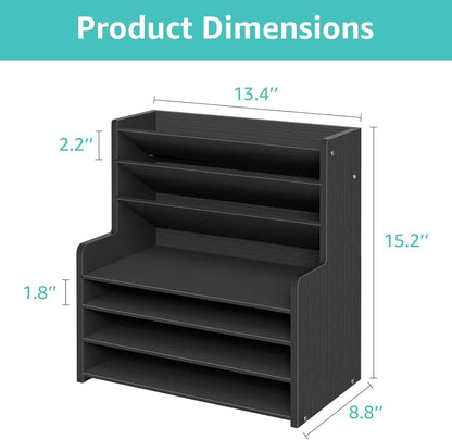 7 Tier White Desk Organizer for Office Organization, Wood Paper Organizer for Desk, Vertical Desktop File Folder Holder & Letter Tray, Aesthetic School Storage Orgnizer Shlef