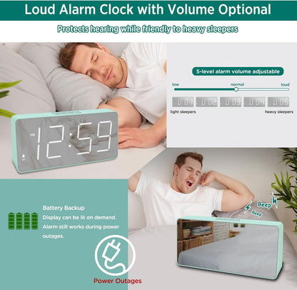 Digital Alarm Clock for Bedroom Bedside, Large Display, USB Charger