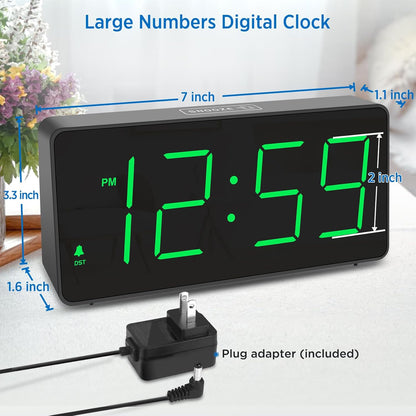 Digital Alarm Clock for Bedroom Bedside, Large Display, USB Charger