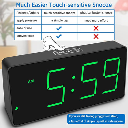 Digital Alarm Clock for Bedroom Bedside, Large Display, USB Charger