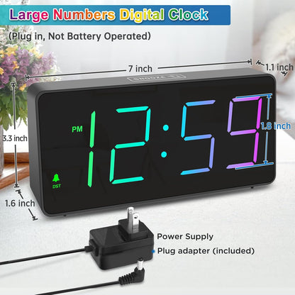 Digital Alarm Clock for Bedroom Bedside, Large Display, USB Charger