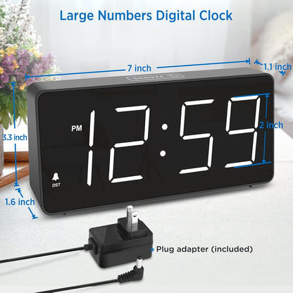 Digital Alarm Clock for Bedroom Bedside, Large Display, USB Charger