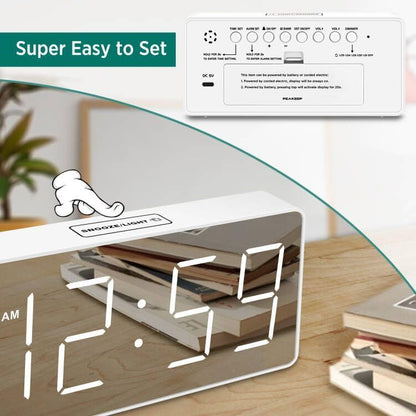 Digital Alarm Clock for Bedroom Bedside, Large Display, USB Charger