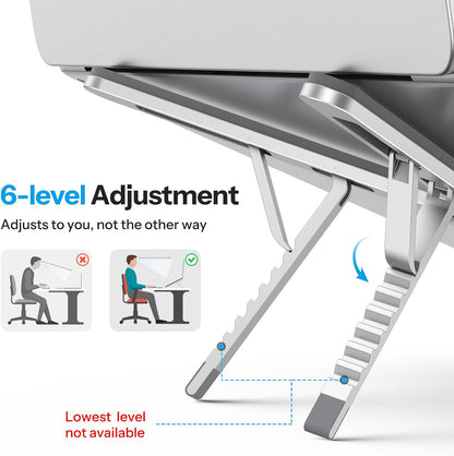 Foldable & Portable Laptop Stand for Desk, 6-Level Adjustable Riser