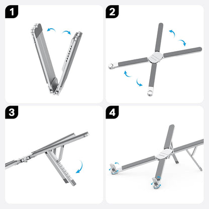 Foldable & Portable Laptop Stand for Desk, 6-Level Adjustable Riser
