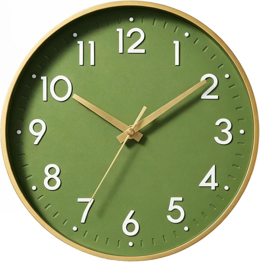 Small 8 Inch Modern Wall Clock Battery Operated Silent Non Ticking Analog