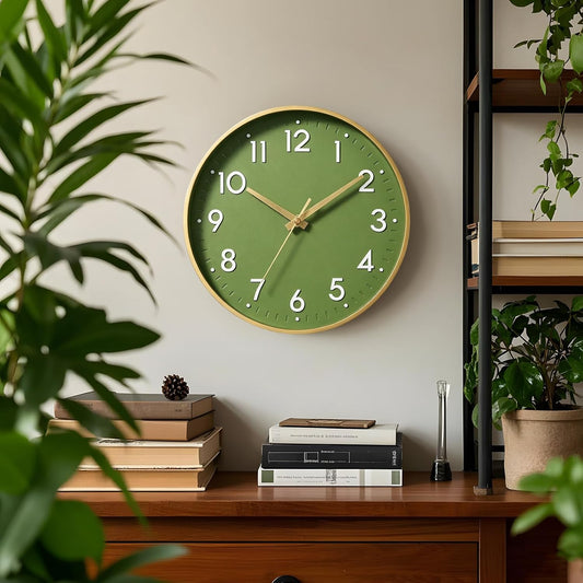 Small 8 Inch Modern Wall Clock Battery Operated Silent Non Ticking Analog