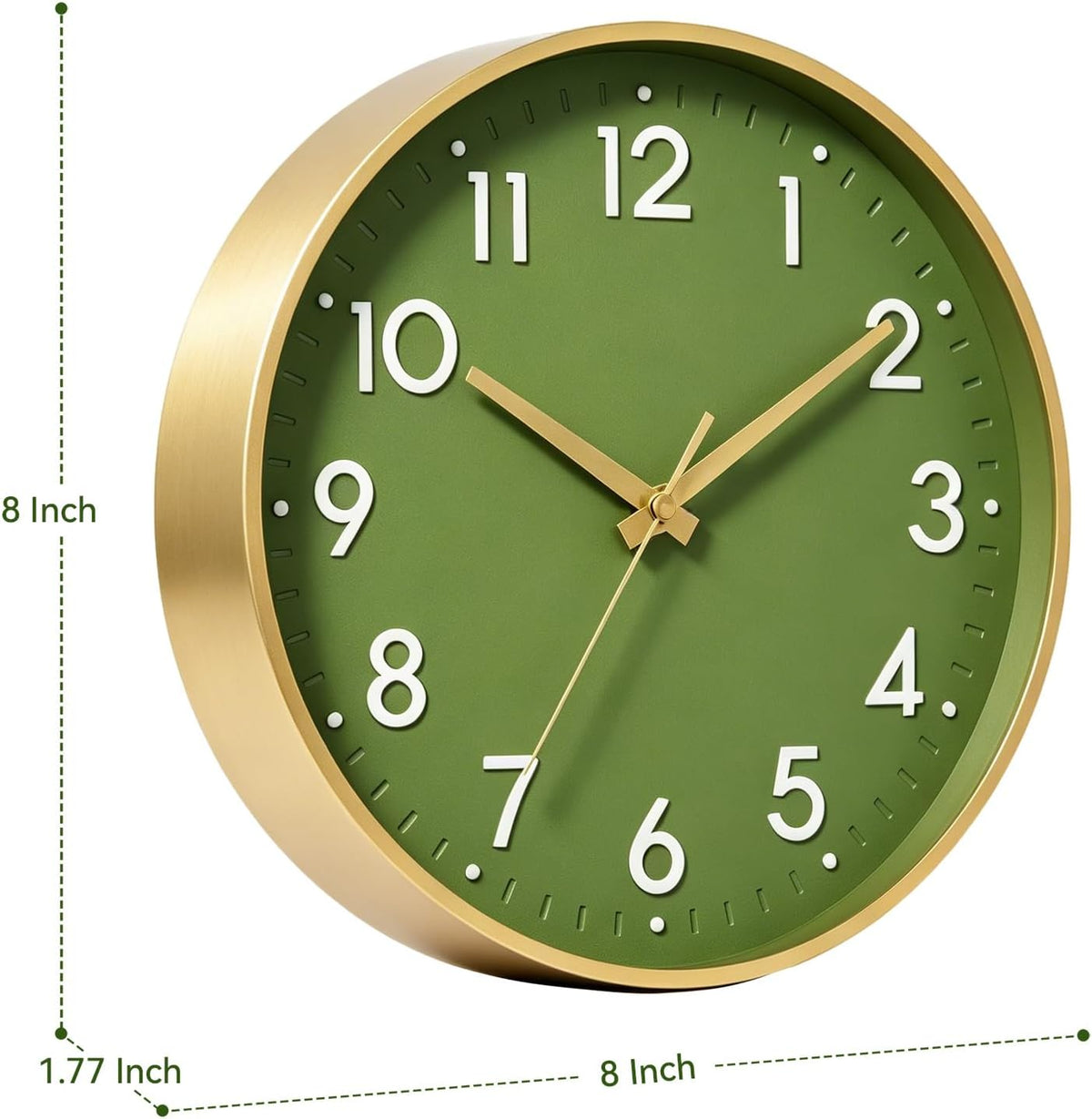 Small 8 Inch Modern Wall Clock Battery Operated Silent Non Ticking Analog