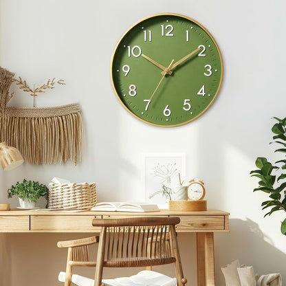 Small 8 Inch Modern Wall Clock Battery Operated Silent Non Ticking Analog