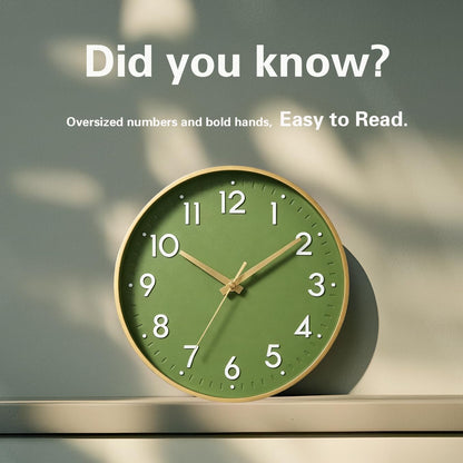 Small 8 Inch Modern Wall Clock Battery Operated Silent Non Ticking Analog