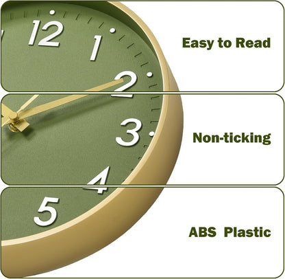 Small 8 Inch Modern Wall Clock Battery Operated Silent Non Ticking Analog