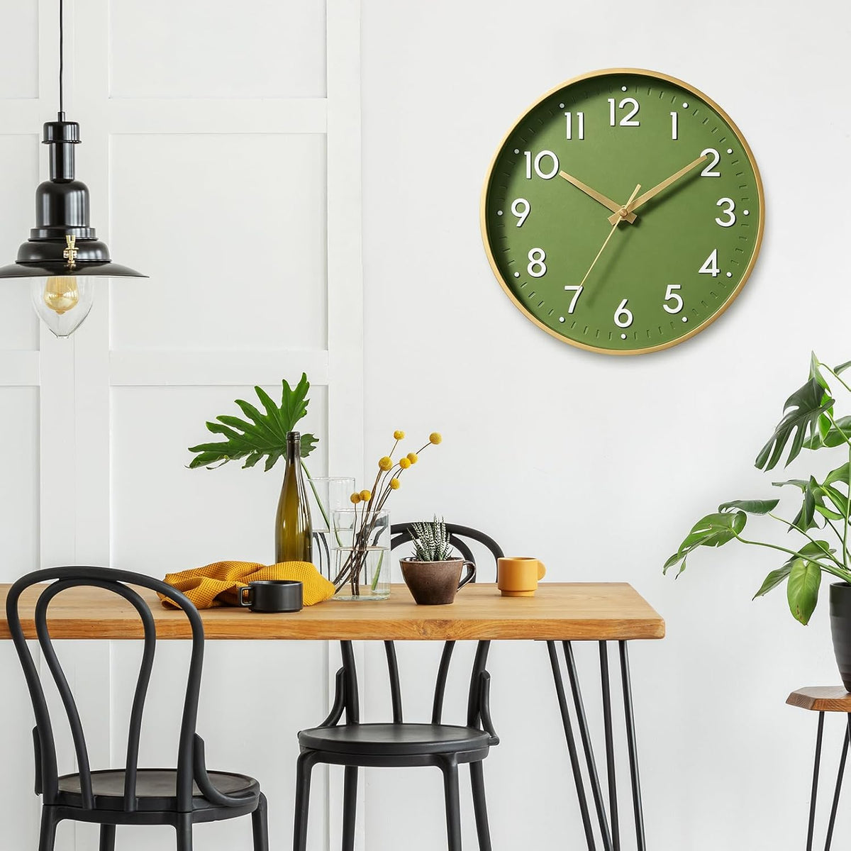 Small 8 Inch Modern Wall Clock Battery Operated Silent Non Ticking Analog