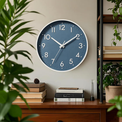 Small 8 Inch Modern Wall Clock Battery Operated Silent Non Ticking Analog