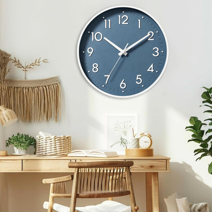 Small 8 Inch Modern Wall Clock Battery Operated Silent Non Ticking Analog