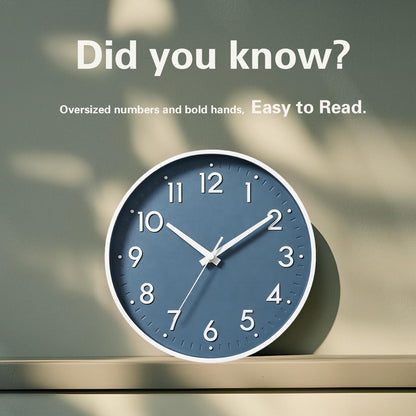 Small 8 Inch Modern Wall Clock Battery Operated Silent Non Ticking Analog