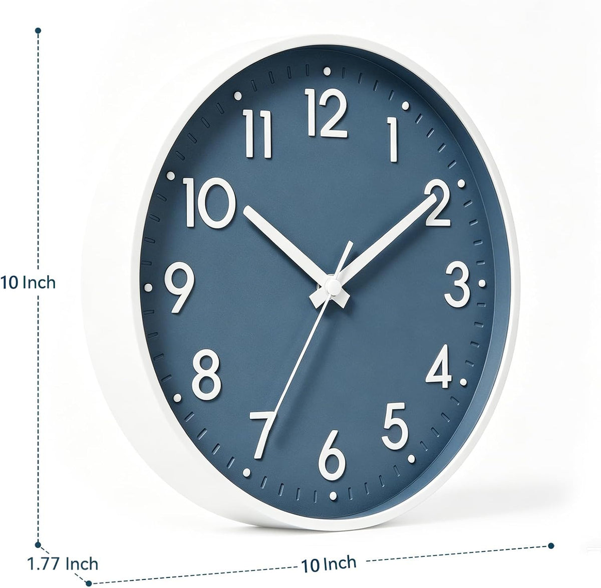 Small 8 Inch Modern Wall Clock Battery Operated Silent Non Ticking Analog