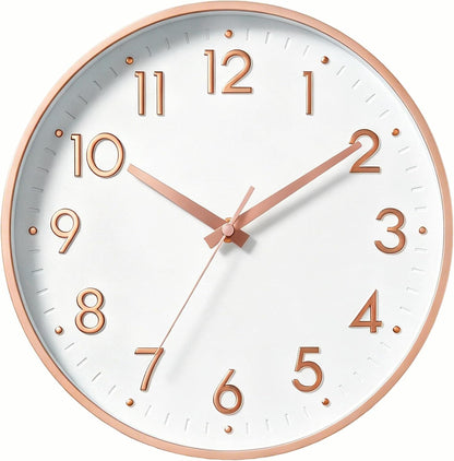 Small 8 Inch Modern Wall Clock Battery Operated Silent Non Ticking Analog