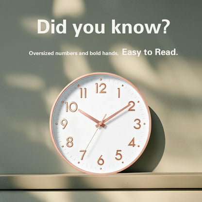 Small 8 Inch Modern Wall Clock Battery Operated Silent Non Ticking Analog