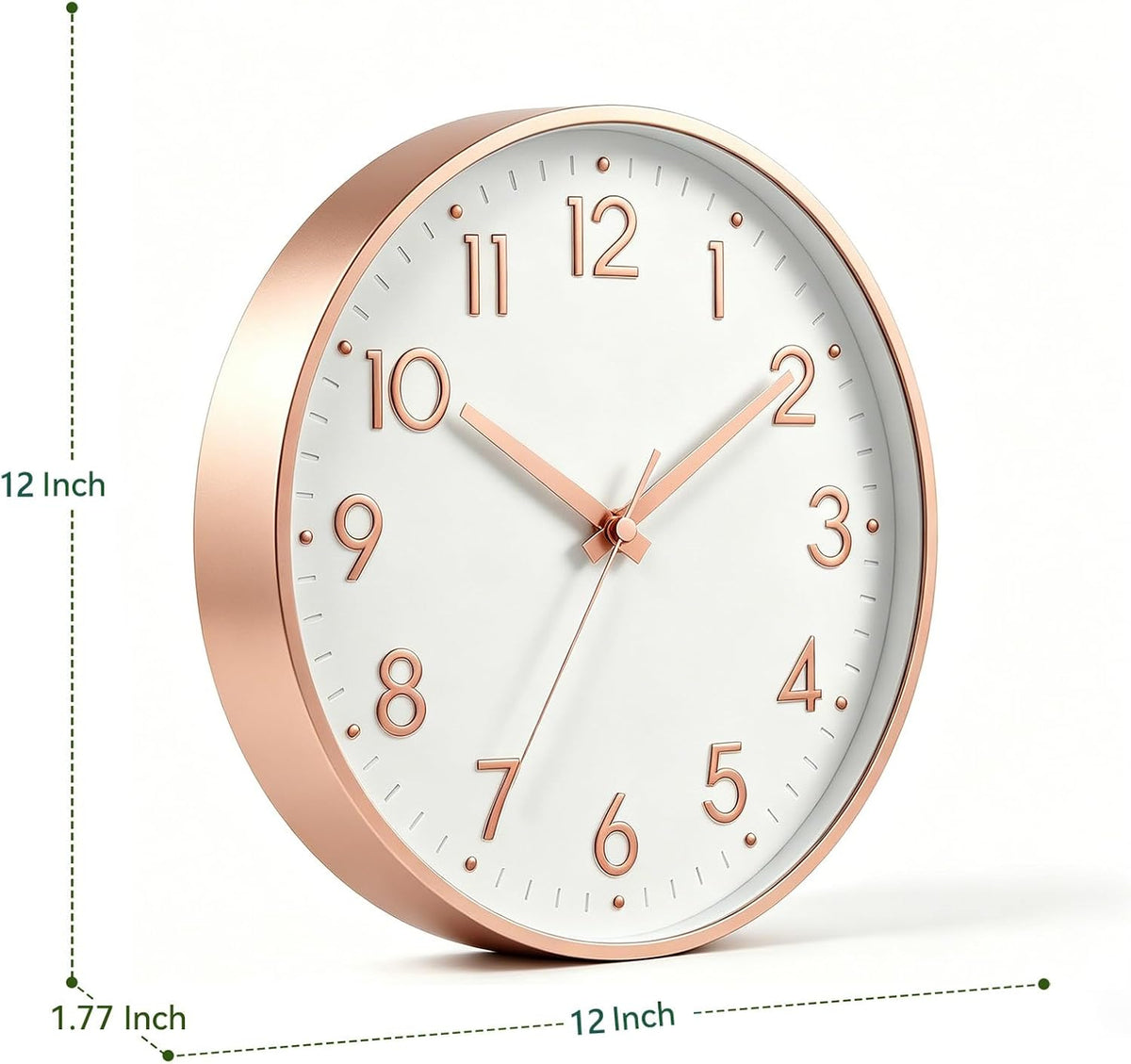 Small 8 Inch Modern Wall Clock Battery Operated Silent Non Ticking Analog