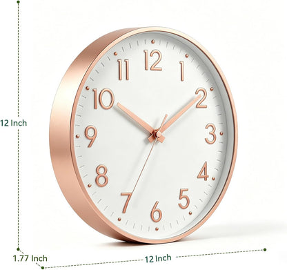 Small 8 Inch Modern Wall Clock Battery Operated Silent Non Ticking Analog