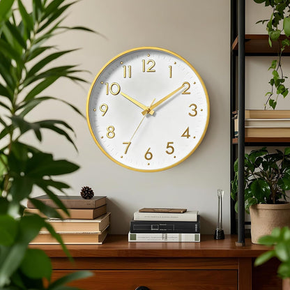 Small 8 Inch Modern Wall Clock Battery Operated Silent Non Ticking Analog