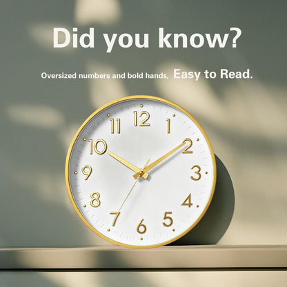 Small 8 Inch Modern Wall Clock Battery Operated Silent Non Ticking Analog