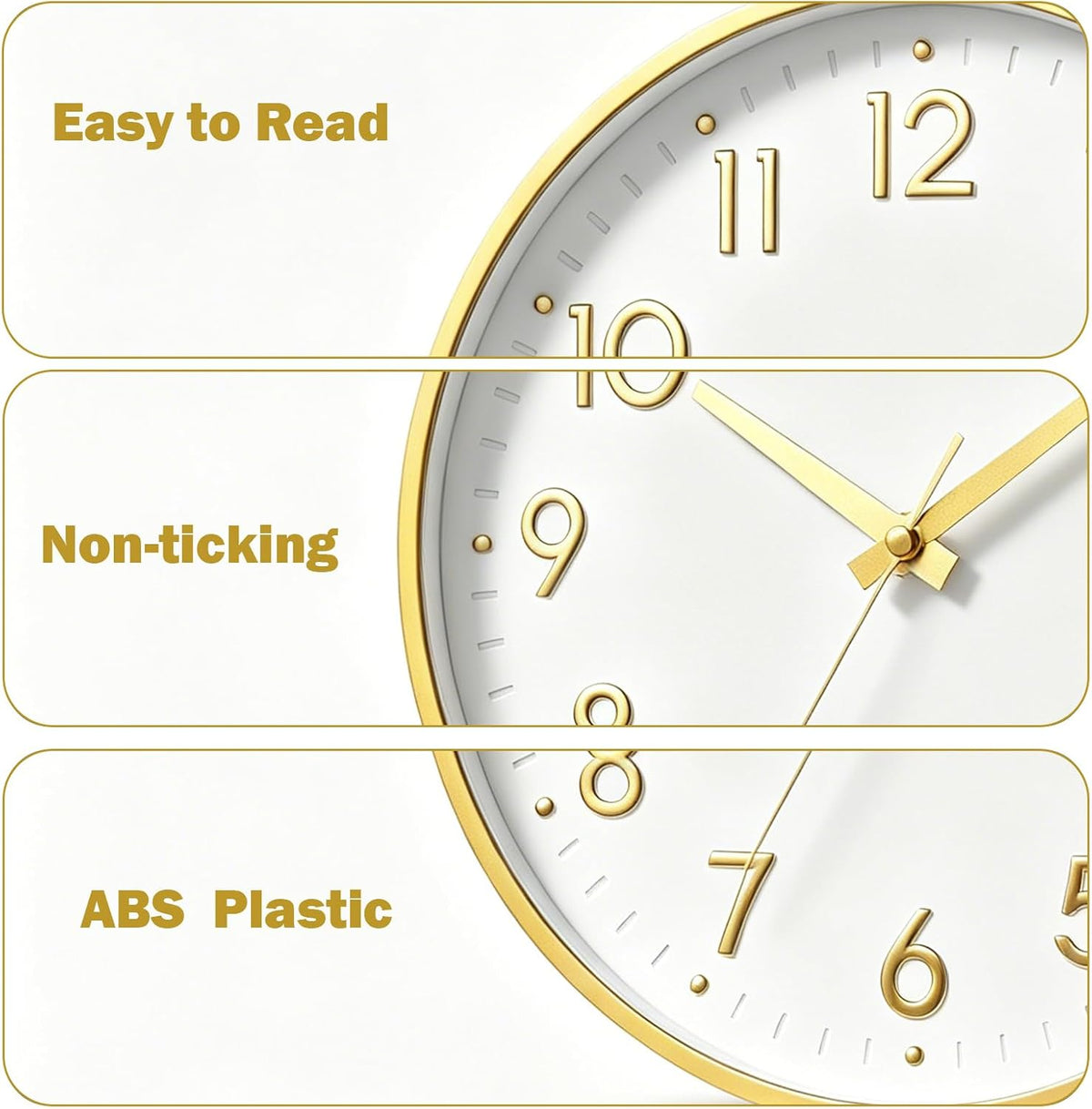 Small 8 Inch Modern Wall Clock Battery Operated Silent Non Ticking Analog