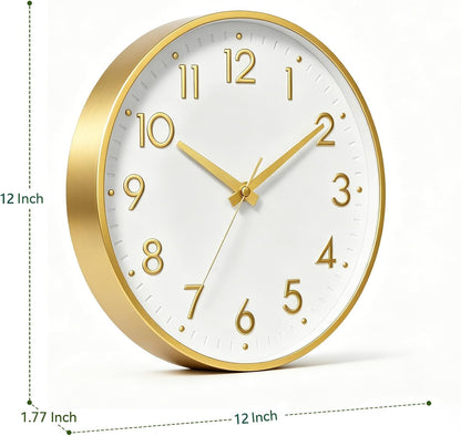 Small 8 Inch Modern Wall Clock Battery Operated Silent Non Ticking Analog