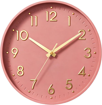Small 8 Inch Modern Wall Clock Battery Operated Silent Non Ticking Analog