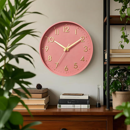 Small 8 Inch Modern Wall Clock Battery Operated Silent Non Ticking Analog