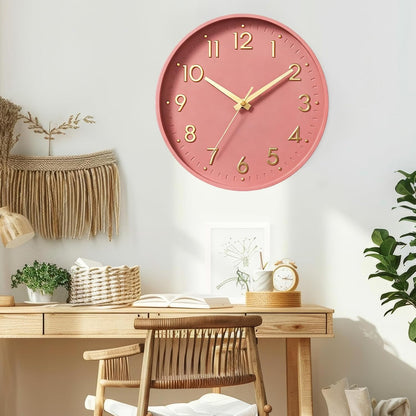 Small 8 Inch Modern Wall Clock Battery Operated Silent Non Ticking Analog