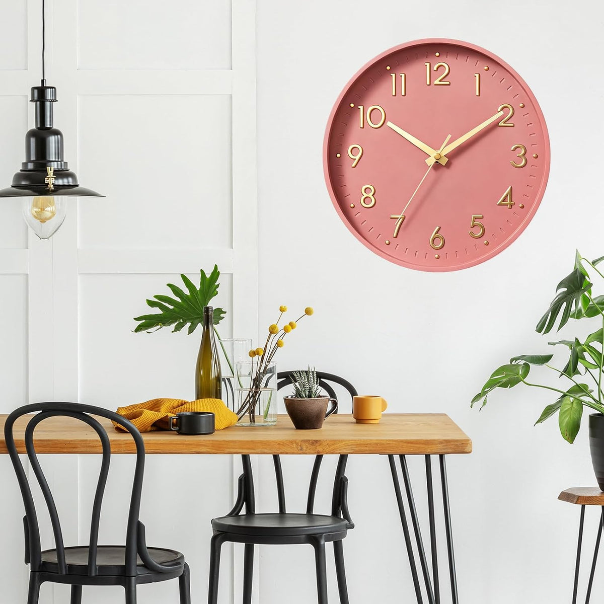 Small 8 Inch Modern Wall Clock Battery Operated Silent Non Ticking Analog