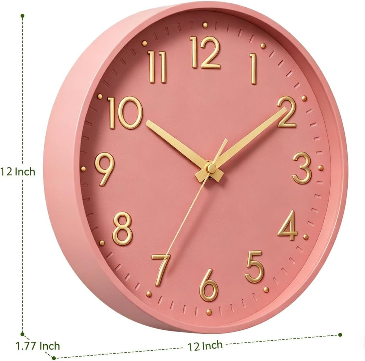Small 8 Inch Modern Wall Clock Battery Operated Silent Non Ticking Analog