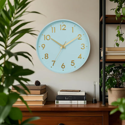 Small 8 Inch Modern Wall Clock Battery Operated Silent Non Ticking Analog