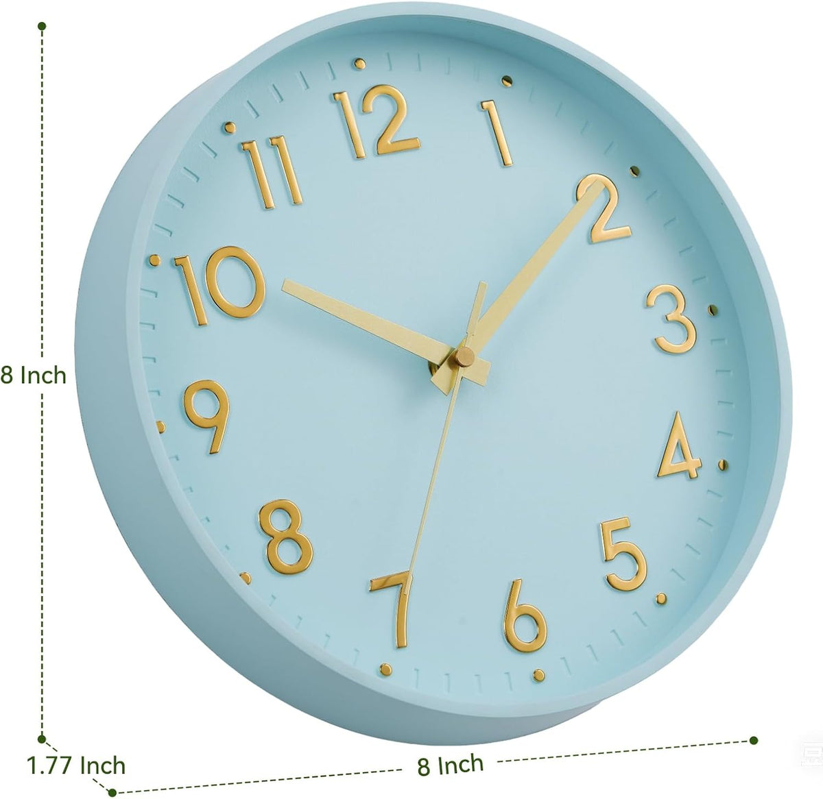 Small 8 Inch Modern Wall Clock Battery Operated Silent Non Ticking Analog