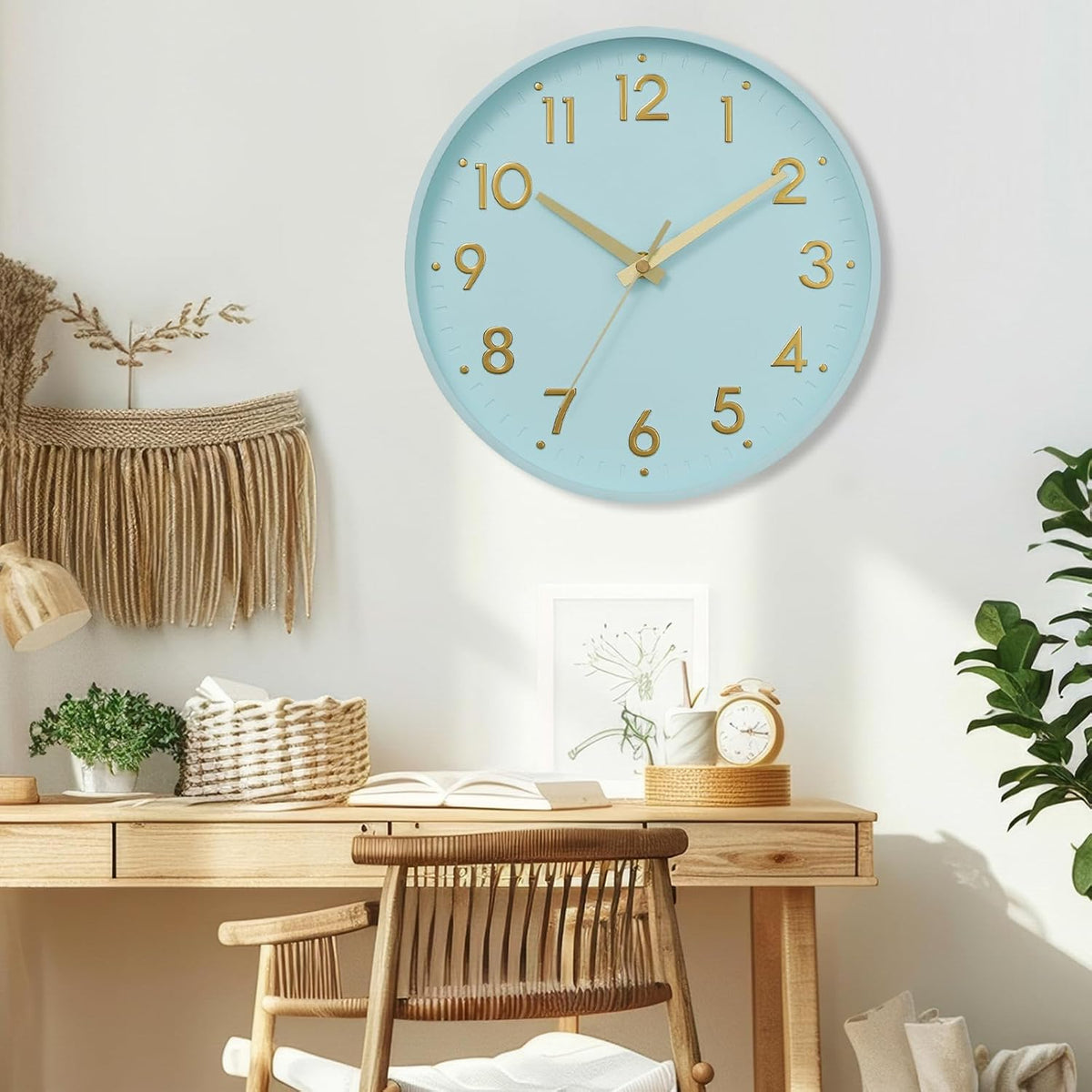 Small 8 Inch Modern Wall Clock Battery Operated Silent Non Ticking Analog