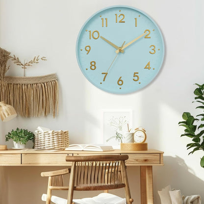 Small 8 Inch Modern Wall Clock Battery Operated Silent Non Ticking Analog