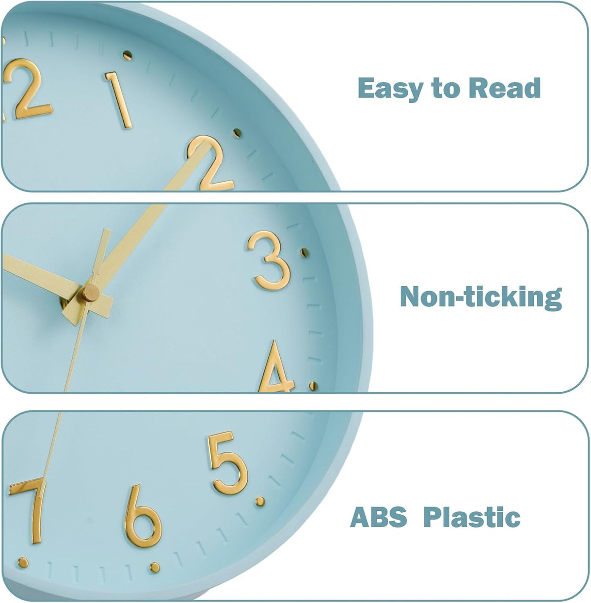 Small 8 Inch Modern Wall Clock Battery Operated Silent Non Ticking Analog