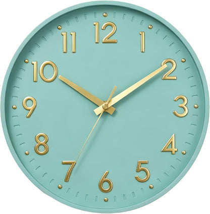 Small 8 Inch Modern Wall Clock Battery Operated Silent Non Ticking Analog